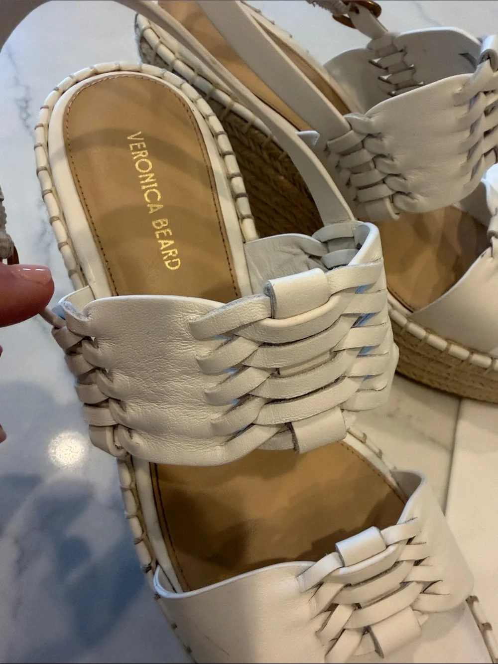 Veronica Beard  RIYA Cream Woven Leather Espadrille Slingback Sandals
